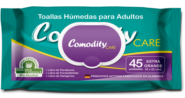 Comodity Care Toalla Húmeda Extra Grande | 45 Unidades