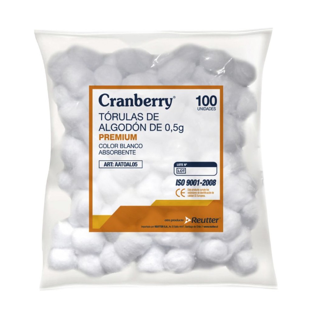 CRANBERRY TORULAS DE ALGODON 0,5GR 100UN