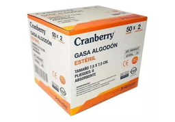 [AAGAALE7] Cranberry Gasa de Algodón Estéril 7,5x7,5 cm | Caja 50 sobres x 2 unidades
