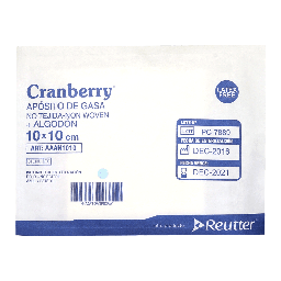 [AAAN1010] Cranberry Apósito de Gasa No Tejida + Algodón Estéril 10x10 cm | Unidad